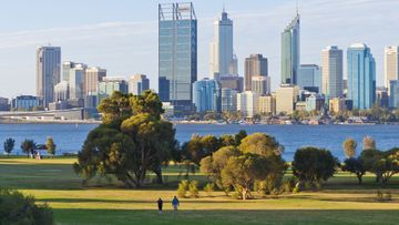 The skyline of the city of Perth in Western Australia.