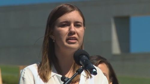 BrittanY Higgins speaks at Canberra March 4 Justice