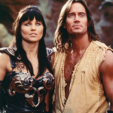 Lucy Lawless as Xena Warrior Princess and Kevin Sorbo as Hercules