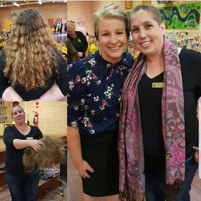 Narelle Lawrence held a fundraiser for ovarian cancer where she shaved her long hair.