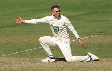 Todd Murphy of the Prime Ministers XI appeals during day one of the Tour Match between the Prime Ministers XI and Pakistan at Manuka Oval on December 06, 2023 in Canberra, Australia. (Photo by Mark Metcalfe/Getty Images)