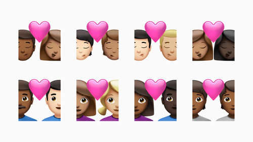 Los usuarios ahora pueden establecer diferentes tonos de color para cada pareja individual y pareja besándose con emoji de corazón.
