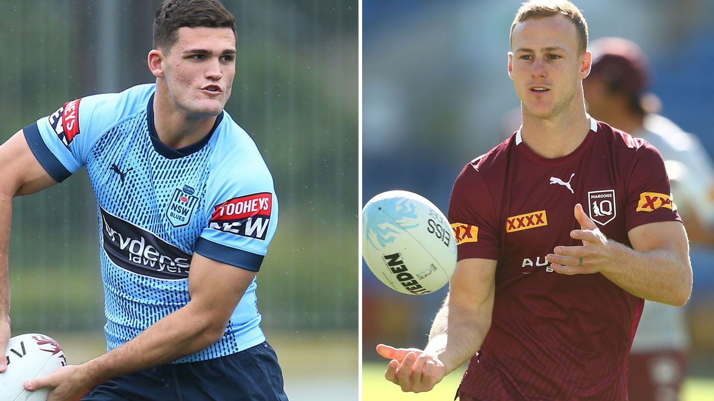 NSW and Queensland halfbacks Nathan Cleary and Daly Cherry Evans.