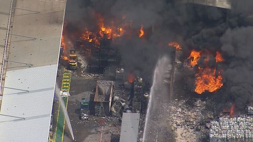 The fire at the recycling facility on Christie Street in St Marys in Sydney's west broke out ﻿just before 3pm. 