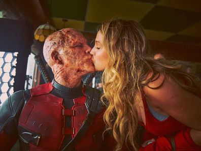 Blake Lively and Ryan Reynolds on the set of Deadpool & Wolverine.