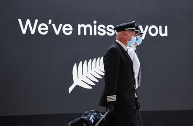 Pilot arriving at airport New Zealand airlines.