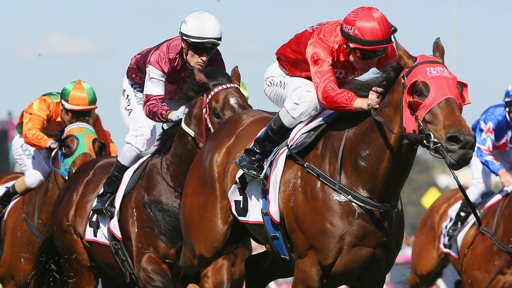 Redzel beat a quality field to beat the Mumm Stakes at Flemington. (Getty Images)