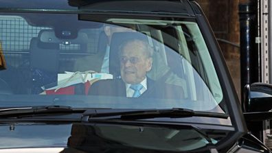 The Duke of Edinburgh leaves King Edward VII Hospital in London, after being admitted last Friday for observation and treatment in relation to a pre-existing condition