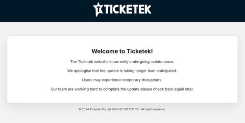 Ticketek outage November 2024 website