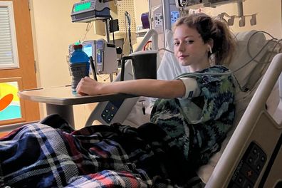 Alice Tapper in her hospital bed.