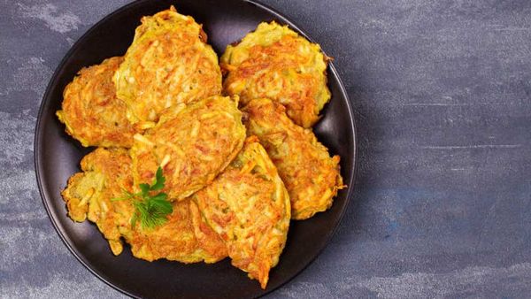 F45 Tumeric sweet potato fritters lunch