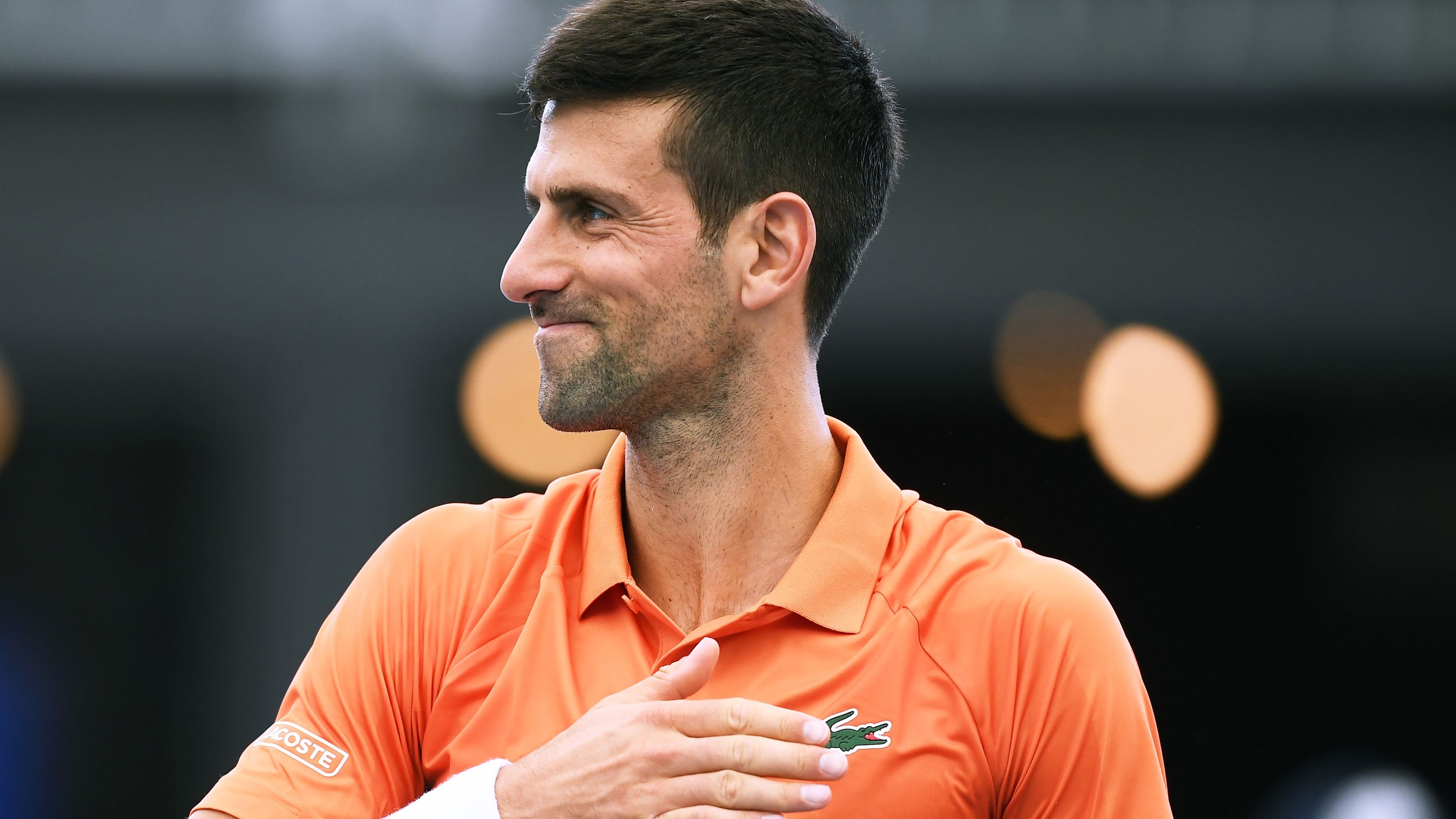 ADELAIDE, AUSTRALIA - JANUARY 03: Novak Djokovic of Serbia celebrates winning his match against Constant Lestienne of France during day three of the 2023 Adelaide International at Memorial Drive on January 03, 2023 in Adelaide, Australia. (Photo by Mark Brake/Getty Images)