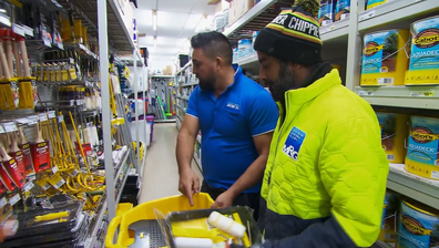 Ronnie Caceres and Ankur head to Mitre 10 to get some painting supplies on The Block 2022.