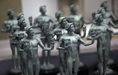 Finished solid bronze Actor statuettes are displayed during the 25th Annual Casting of the Screen Actors Guild Awards at American Fine Arts Foundry, Tuesday, Jan. 15, 2019, in Burbank, California