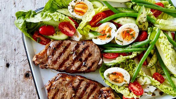 Steak with nicoise salad