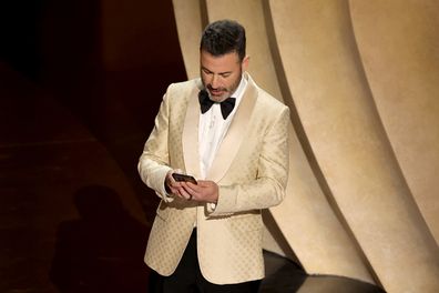 HOLLYWOOD, CALIFORNIA - MARCH 10: Host Jimmy Kimmel speaks onstage during the 96th Annual Academy Awards at Dolby Theatre on March 10, 2024 in Hollywood, California. (Photo by Kevin Winter/Getty Images)