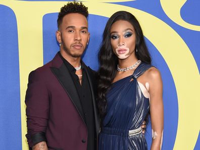 Lewis Hamilton and Winnie Harlow attend the 2018 CFDA Fashion Awards at Brooklyn Museum on June 4, 2018 in New York City.