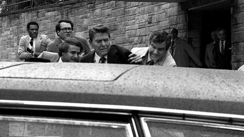 President Ronald Reagan was shot in the chest after speaking at a Washington hotel on March 30, 1981.