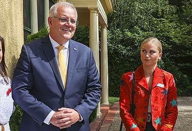 Scott Morrison and Grace Tame (Fairfax/Nine)