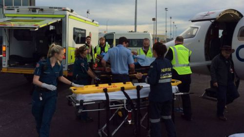 The first patients have arrived in Brisbane from Vanuatu after the horror bus smash. (QLD Ambulance)