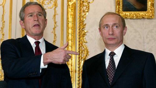 Presidents George W Bush and Vladimir Putin in 2002. (AAP)