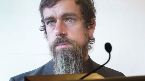 Twitter CEO Jack Dorsey testifying before Congress.