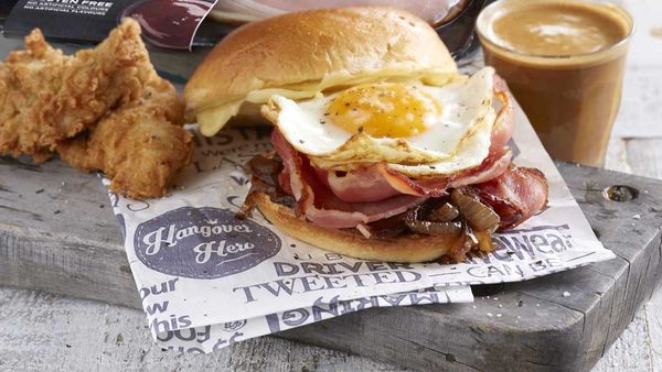 Barbecue bacon and eggs milk bun burger