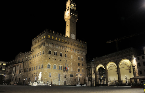 Signoria Square is seen empty on November 6, 2020 in Florence, Italy. 
