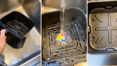 Cleaning hack Instagram dishwasher tablet air fryer