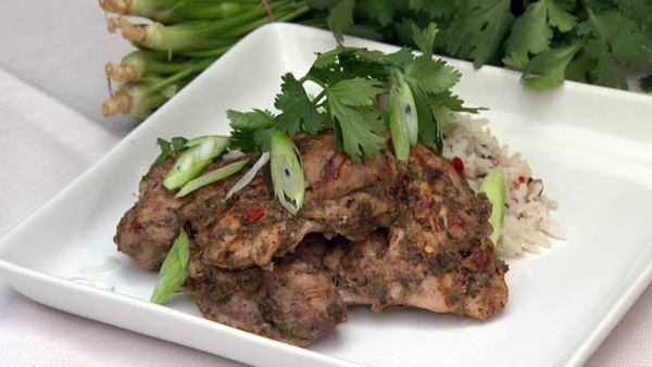 Jerk chicken and caribbean rice and peas