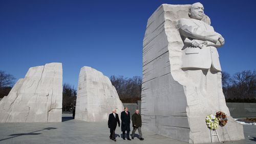 During the brief visit, the President would not comment on the on-going US government shutdown