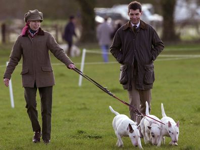 Princess Anne and her bull terriers.