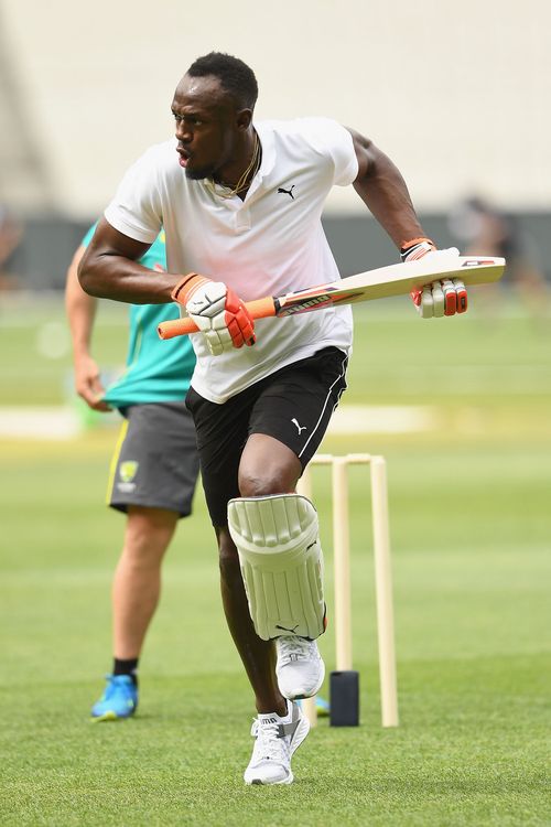 Track legend Usain Bolt trained with Australia at the Gabba earlier this week. 