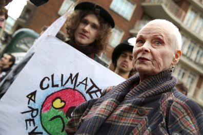 Vivienne Westwood seen attending a protest march at the Fracked Future Carnival on March 19, 2014 in London, England.