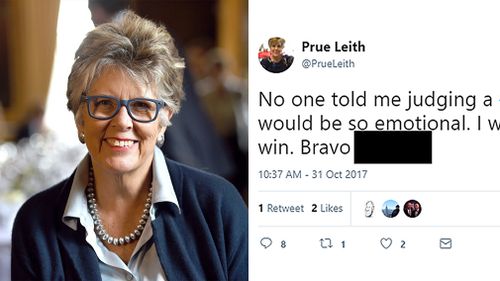 Prue Leith accidentally revealed the winner of this year's Great British Bake Off in a tweet before the finale. (AAP)