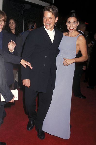 Actor Matt Damon and actress Minnie Driver attend the 'Good Will Hunting' Westwood Premiere on December 2, 1997.