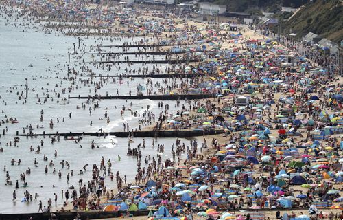 Thousands of people in the UK flocked to the beach last weekend during a heatwave.