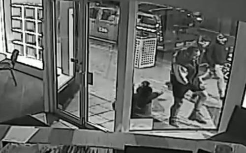 Footage captured outside a business allegedly shows the 43-year-old victim walking towards Mr Wells with his eyes down and his hands in his pockets. Picture: Supplied