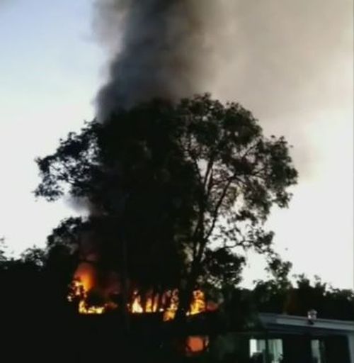 The fire caused massive plumes of smoke to reach into the sky. (9NEWS)