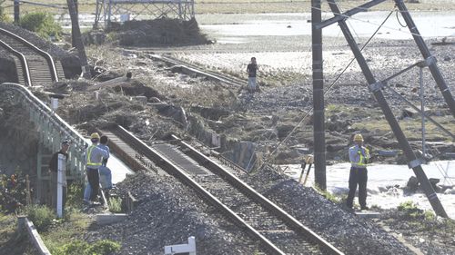 A rescue operation is conducted in Marumori in the Miyagi Prefecture.