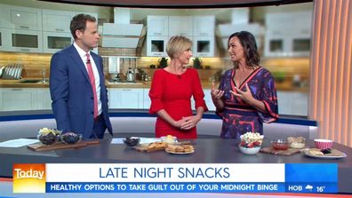 Dr Joanna McMillan on Today Show talking about healthy midnight snacks