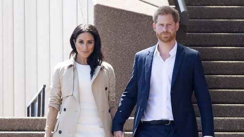 Il principe Harry, duca di Sussex e Meghan, duchessa di Sussex, incontrano e salutano il pubblico alla Sydney Opera House il 16 ottobre 2018 a Sydney, in Australia. 