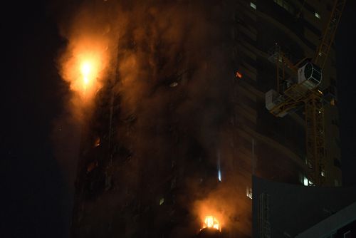 Sharjah Police deployed a drone to check if anyone was trapped inside the burning tower.
