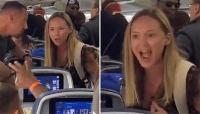 Womn screaming on plane