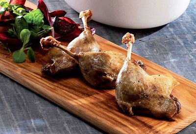 Duck confit with warm beetroot salad