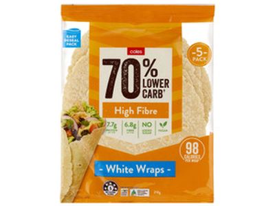 Coles 70% Lower Carb Wraps White - 98 kcal