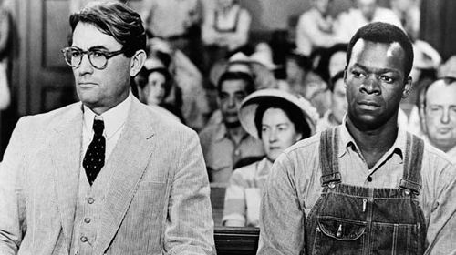 Actors Gregory Peck as Atticus Finch and Brock Peters as Tom Robinson in the film 'To Kill a Mockingbird', 1962. (Getty)