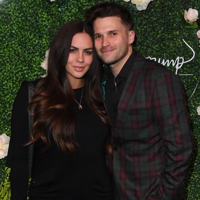 Television personalities Katie Maloney and Tom Schwartz attend the grand opening of Vanderpump Cocktail Garden at Caesars Palace on March 30, 2019 in Las Vegas, Nevada.  