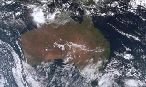 Tropical cyclone forming near Kimberley Coast in Western Australia.