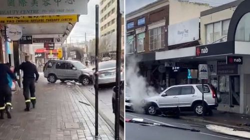 A car has crashed into a shop in Eastwood in Sydney's north-west.